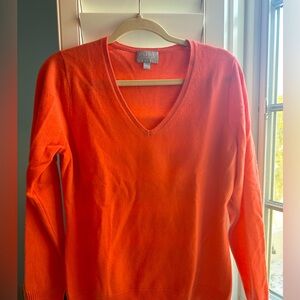 Orange cashmere V -Neck sweater